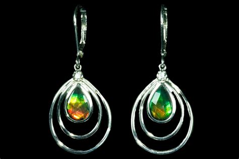 Ammolite Earrings with Sterling Silver and White Sapphires (#181159 ...