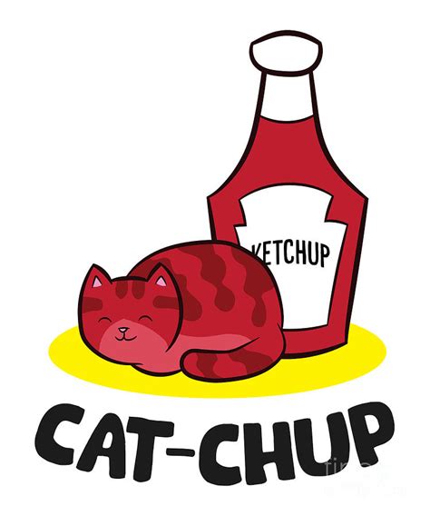 Ketchup Cat Lover Cat Chup Funny Ketchup Tapestry - Textile by EQ Designs - Fine Art America