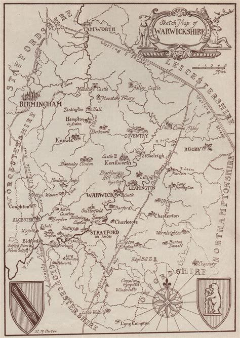 WARWICKSHIRE. Roman roads. Fosse Way. Watling Street. Icknield Street ...