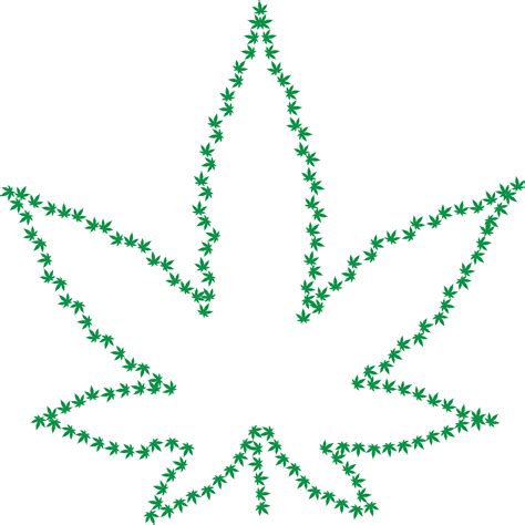 Free Clipart Of A green pot leaf outline made of marijuana leaves