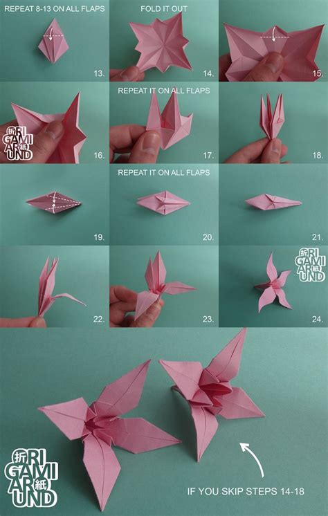 instructions for how to make origami flowers