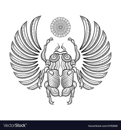 Hand drawn egyptian scarab beetle Zentangle Vector Image | Egypt tattoo ...