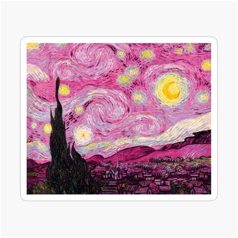 Van Gogh - Pink Starry Night Sticker by AbidingCharm | Starry night ...