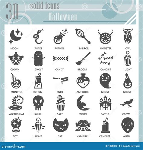 Halloween Glyph Icon Set, Horror Symbols Collection, Vector Sketches ...