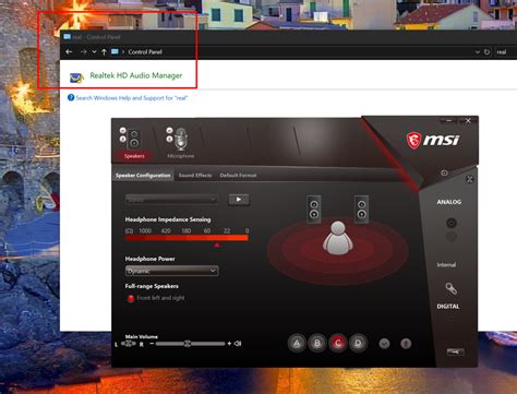 Realtek Audio Control - default audio settings: power of headset | MSI Global English Forum