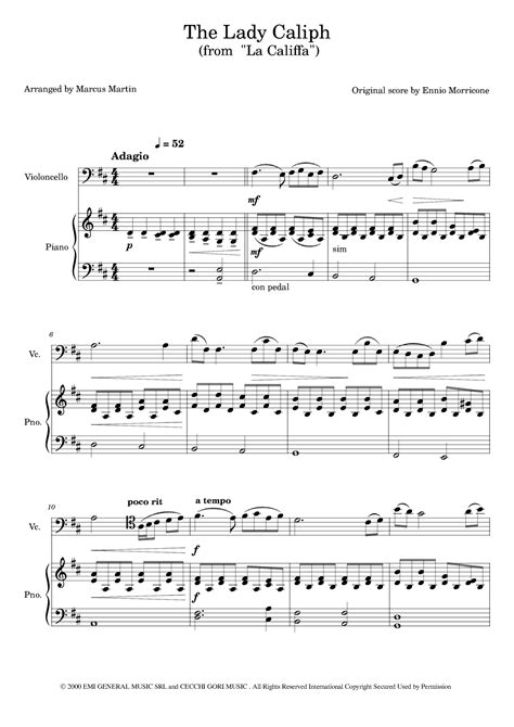 La Califfa (arr. Marcus Martin) by Ennio Morricone Sheet Music for ...