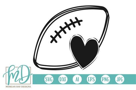 Football with Heart SVG DXF PNG Cut File (229805)