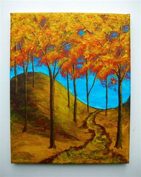 Autumn Forest ORIGINAL ACRYLIC PAINTING 8 x 10 by by MikeKrausArt