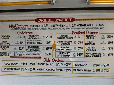 Maryland Fried Chicken Menu, Menu for Maryland Fried Chicken, Plant City, Tampa Bay - Urbanspoon ...