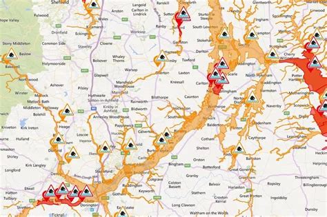 This is where flood warnings are in place in Nottinghamshire on Monday ...