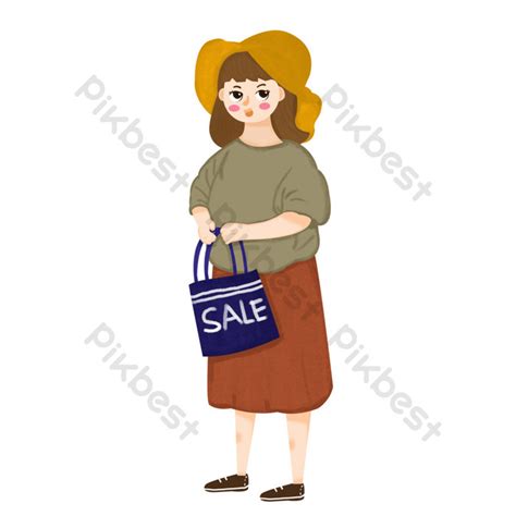 11 Double Cartoon Shopping Characters PNG Images | PSD Free Download ...