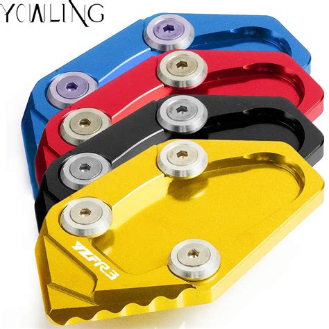 Motorcycle Accessories CNC Aluminum Side Stand Enlarge Extension Pad FOR YAMAHA YZF R3 YZFR3 YZF ...