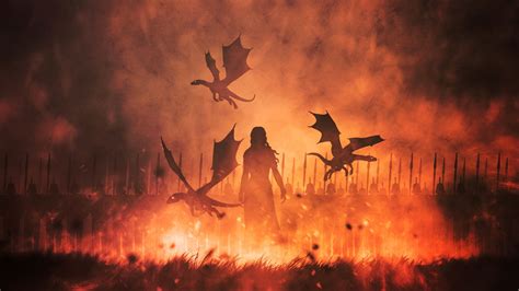 Daenerys Targaryen and Dragons In Fire Wallpaper, HD TV Series 4K Wallpapers, Images and ...