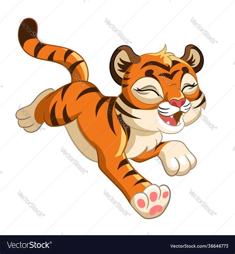 Cute funny tiger cartoon character Royalty Free Vector Image