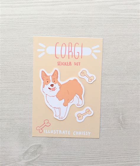 Corgi Sticker Set Cute Corgi Stickers Cute Dog Sticker Set | Etsy