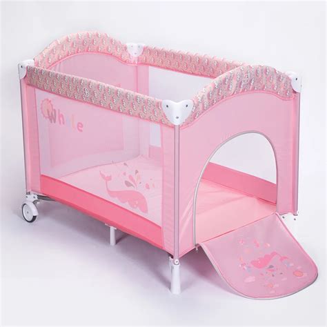 Pink Baby Crib With Wheels With Double Layer - Buy Baby Crib,Baby Crib ...