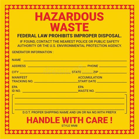 Container Hazardous Standard Waste Yellow Label Marking Stock Illustration - Illustration of ...