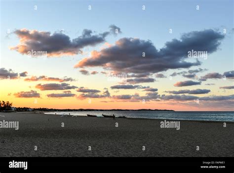 Tofo Beach at sunset in Mozambique. Tofo Beach is the dive capital of ...