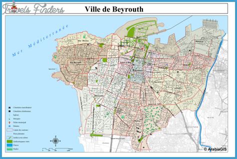 Beirut Map Tourist Attractions - TravelsFinders.Com