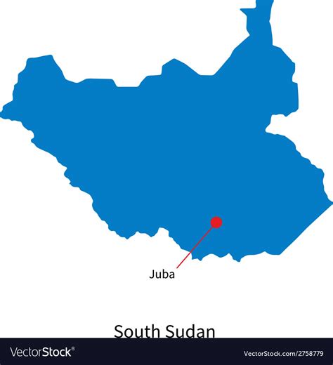 Detailed map of south sudan and capital city juba Vector Image