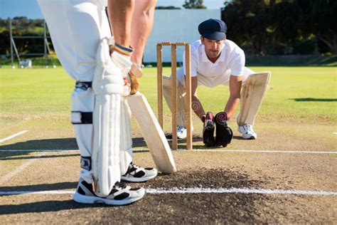 Close Up of Man Batting while Playying Cricket at Field Stock Image ...