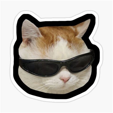 "Sunglasses Cat Meme #4 (Black Outline)" Sticker for Sale by cat ...