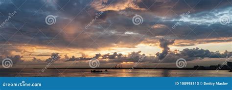 Dramatic Sunset with Clouds Stock Image - Image of summer, horizontal ...