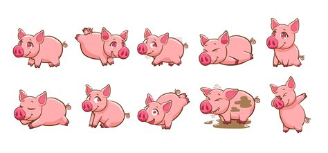 Cartoon Pig Set 952627 Vector Art at Vecteezy