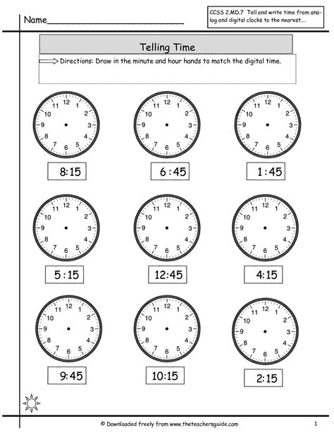 Clock Telling Time Worksheets