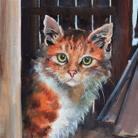 Cat Original Oil Painting Orange Tabby Cat Artwork Framed - Etsy