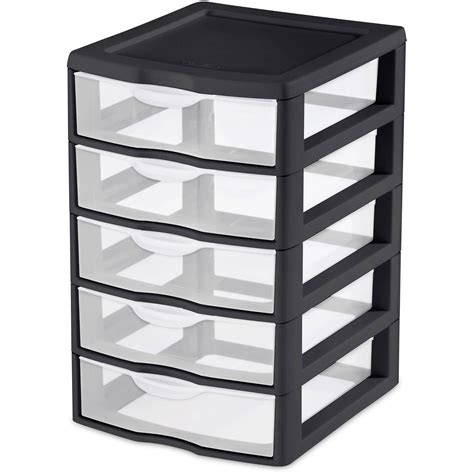 4 x Sterilite Small 5 Drawer Unit, Box Storage Plastic Black | eBay