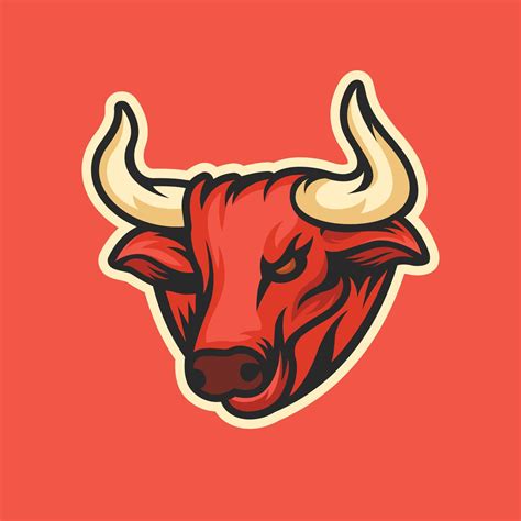 Red bull head logo design illustration 15439203 Vector Art at Vecteezy