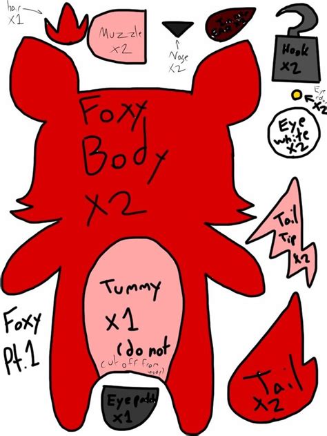 Foxy the pirate fox plush template by TrinityTheWerewolf33.deviantart.com on @DeviantArt | Fnaf ...