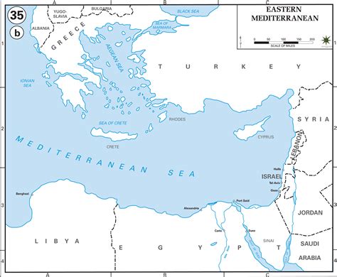 Map of Eastern Mediterranean Countries