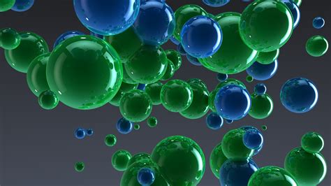 Blue and green balloons - 3D wallpaper