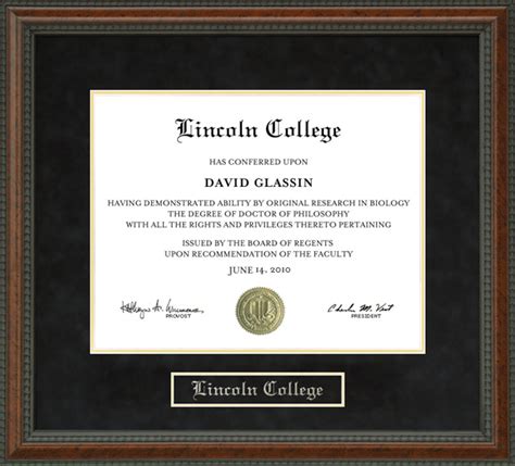 Lincoln College Diploma Frame: Wordyisms