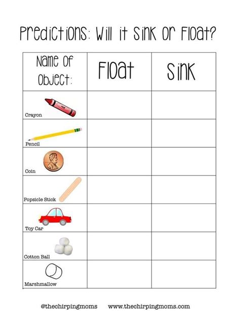 Free Printable Sink Or Float Worksheets - Printable Word Searches