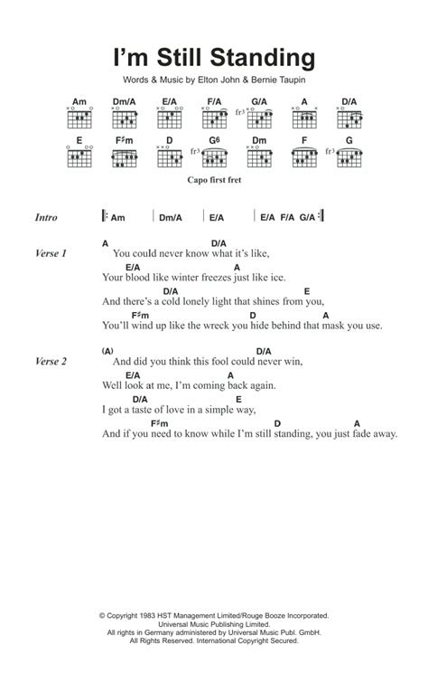 I'm Still Standing by Elton John - Guitar Chords/Lyrics - Guitar Instructor