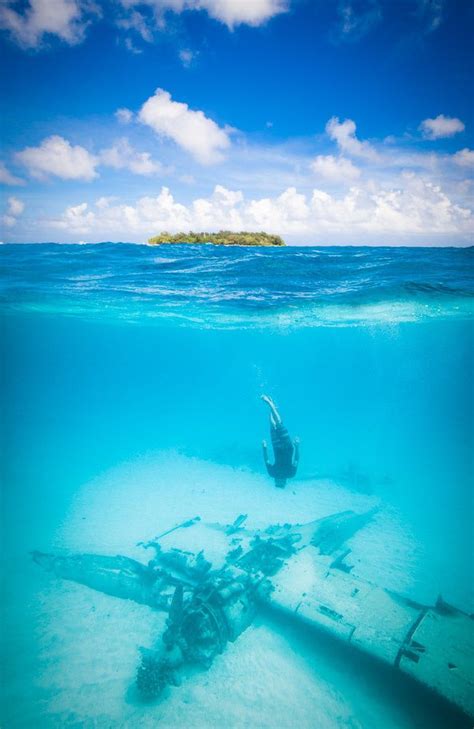 Free diving Japanese plane wreck in Saipan by Pete Leong. | Saipan, Saipan island, Diving