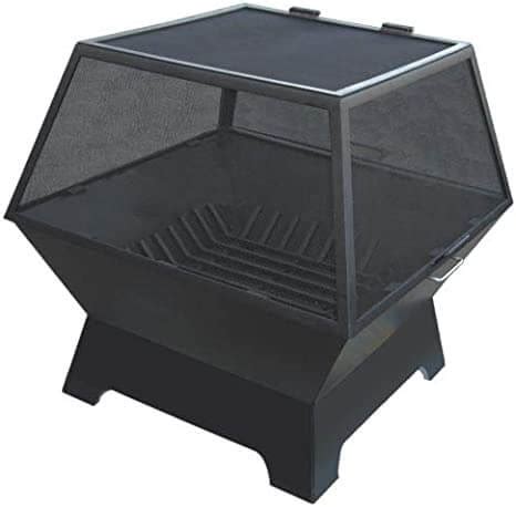 24" X 24" Square Fire Pit with Grate Carbon Steel with Hybrid Hinged Screen | Master Flame