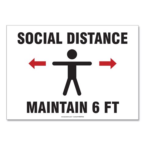 Social Distance Signs Wall 10 x 7 "Social Distance Maintain 6 ft" Human ...