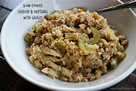 Slow Cooker Chicken & Dressing With Gravy - I Heart Kitchen