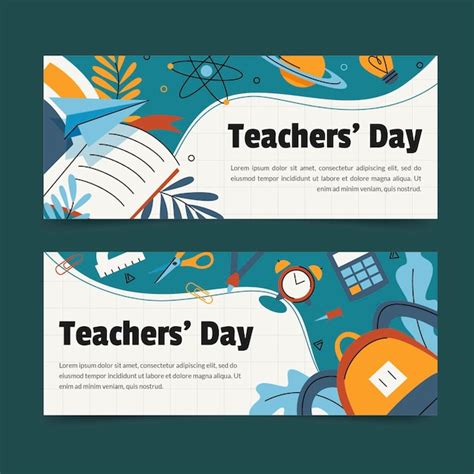 Free Vector | Hand drawn teachers' day banners set