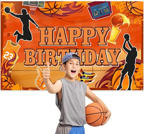 Basketball Happy Birthday Backdrop Banner Basketball Theme Party ...