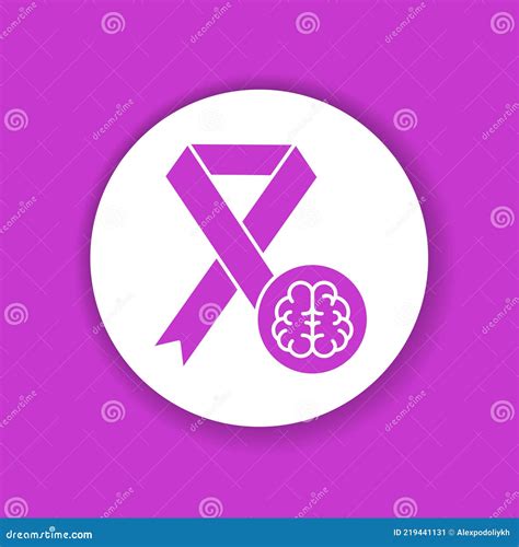 Dementia Awareness Glyph Color Icon. Red Ribbon with the Brain Stock Vector - Illustration of ...