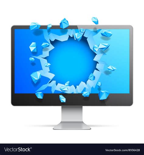 Broken computer monitor Royalty Free Vector Image