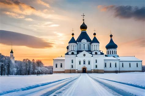 Premium Photo | A church in the snow