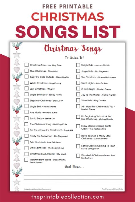 Get in the Christmas spirit with this printable list of festive songs