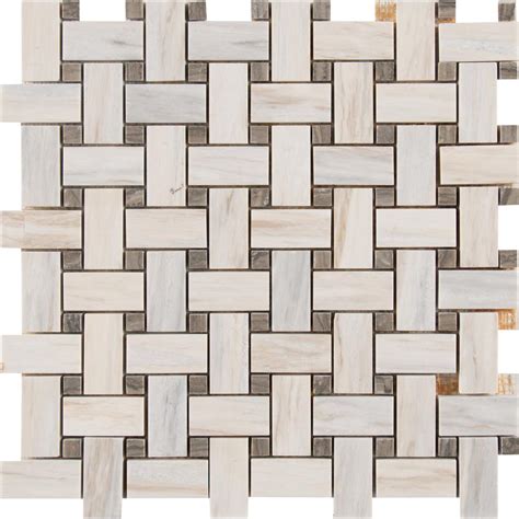 MSI Angora Basketweave 12 in. x 12 in. x 10 mm Polished Marble Mesh-Mounted Mosaic Tile-ANGORA ...