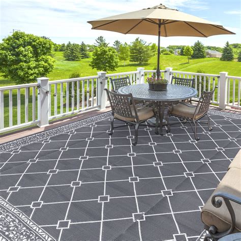 HiiARug Outdoor Rugs 9'x12' for Patios Waterproof RV Mats Camping Rug Outdoor Area Rug ...